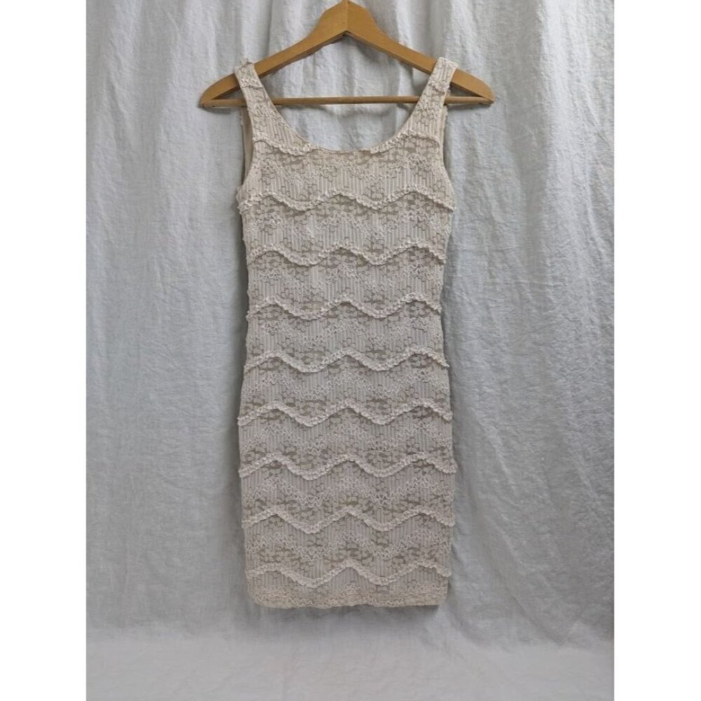 Love Culture women's size small lace cream off white fitted tank mini dress A13